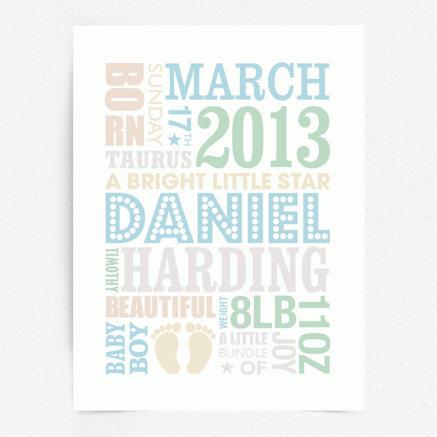 Custom Baby Print - Boy Name in Lights