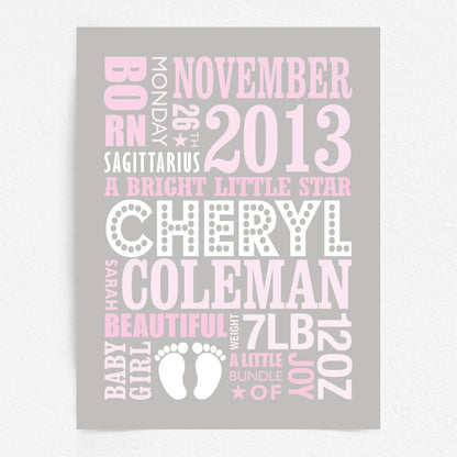 Custom Baby Print - Girl Name in Lights