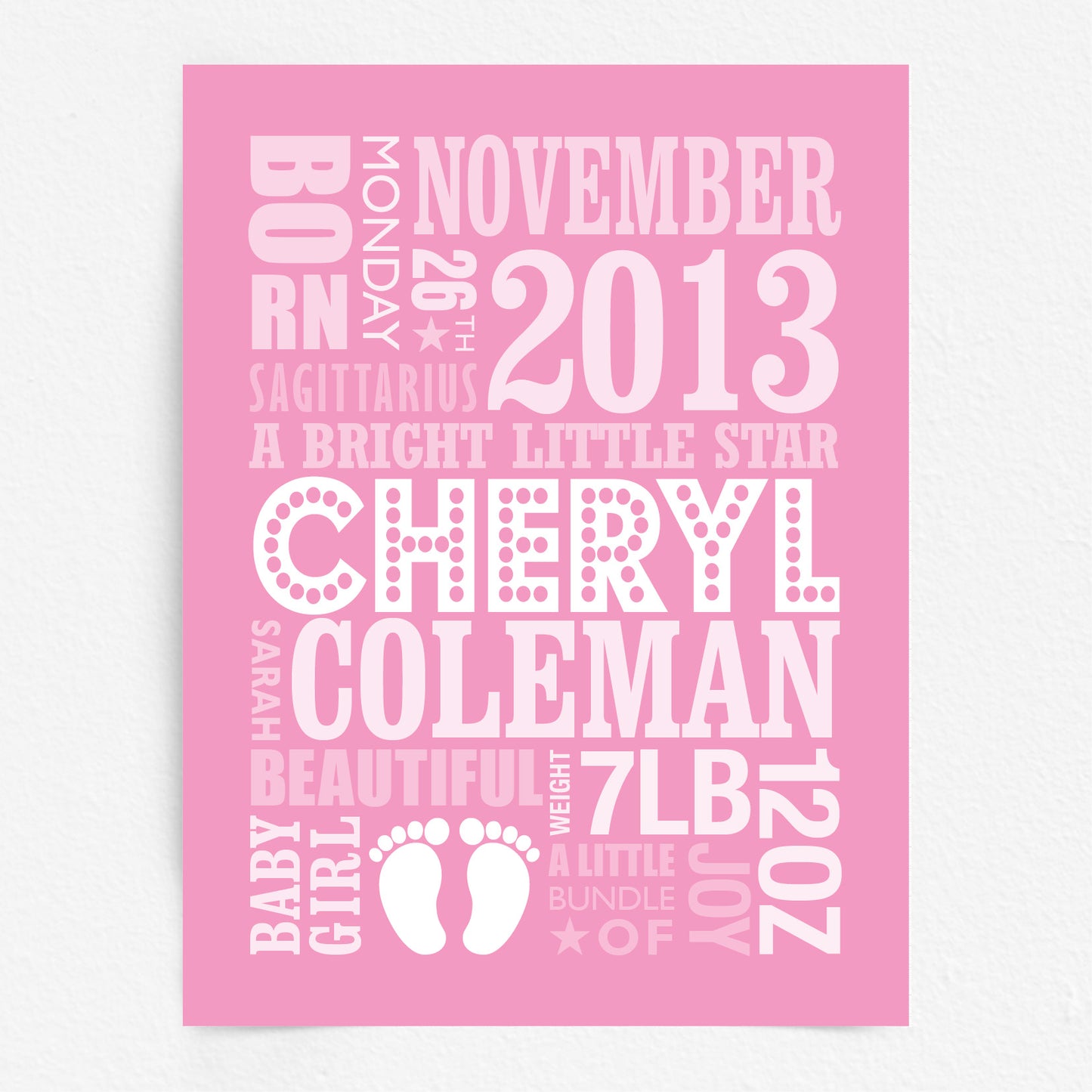 Custom Baby Print - Girl Name in Lights