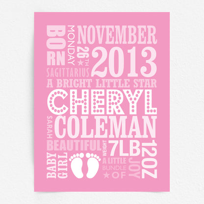 Custom Baby Print - Girl Name in Lights