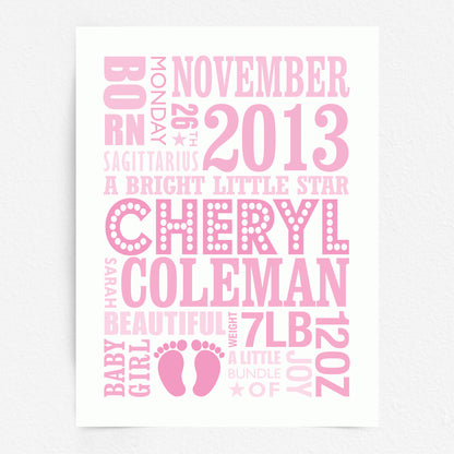 Custom Baby Print - Girl Name in Lights