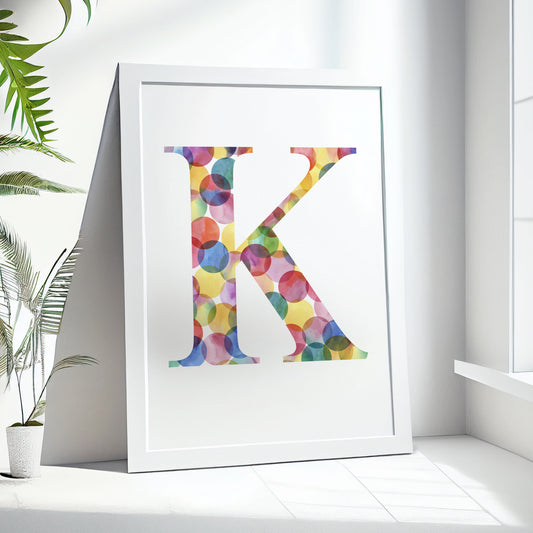 Custom Initial Print - Kaleidoscope Colours