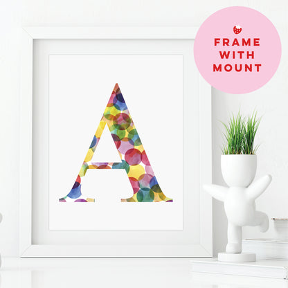 Custom Initial Print - Kaleidoscope Colours