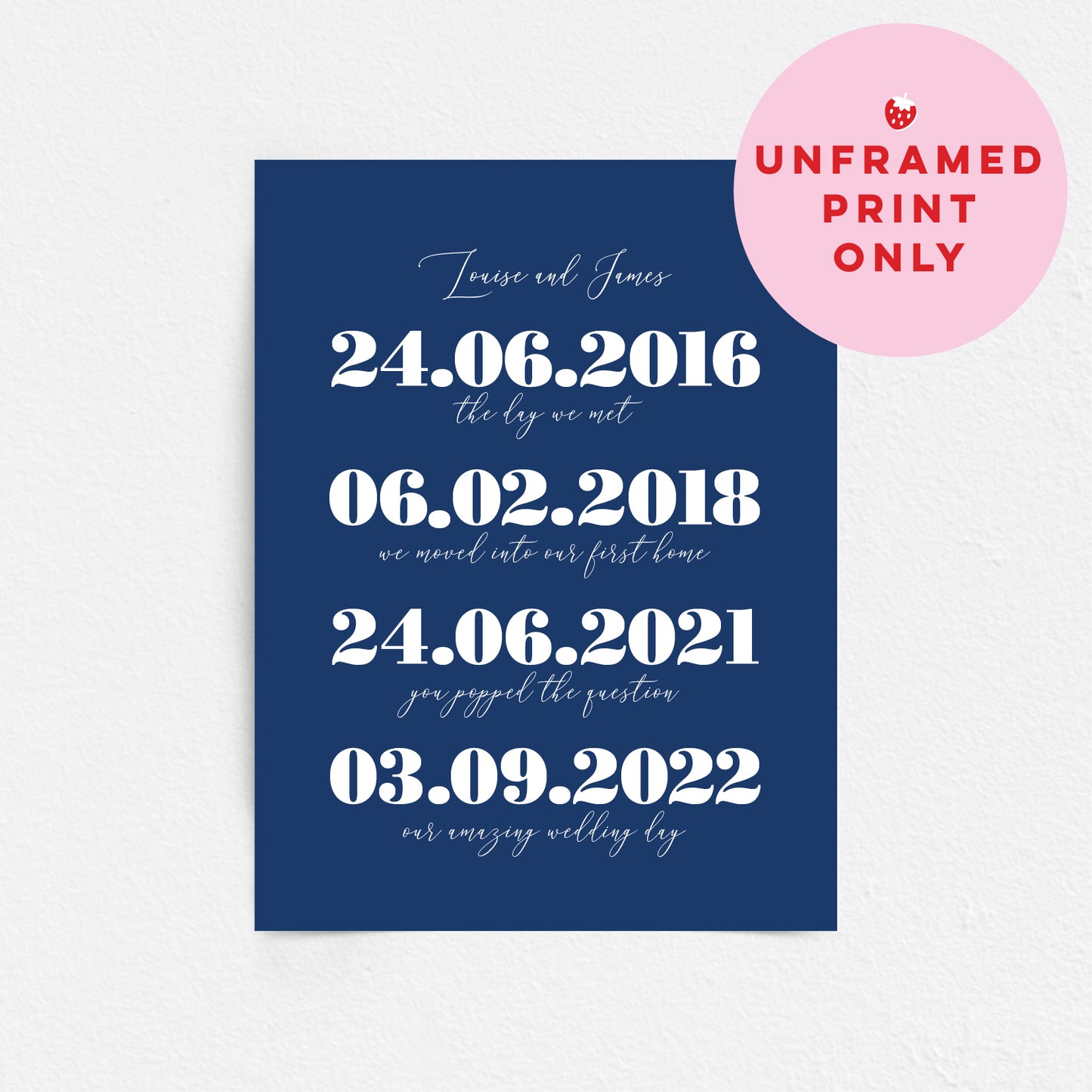 Custom Special Dates Print - Bold and Script List