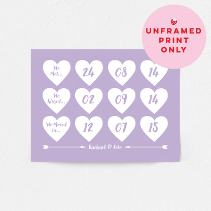 Custom Special Dates Print - Hearts