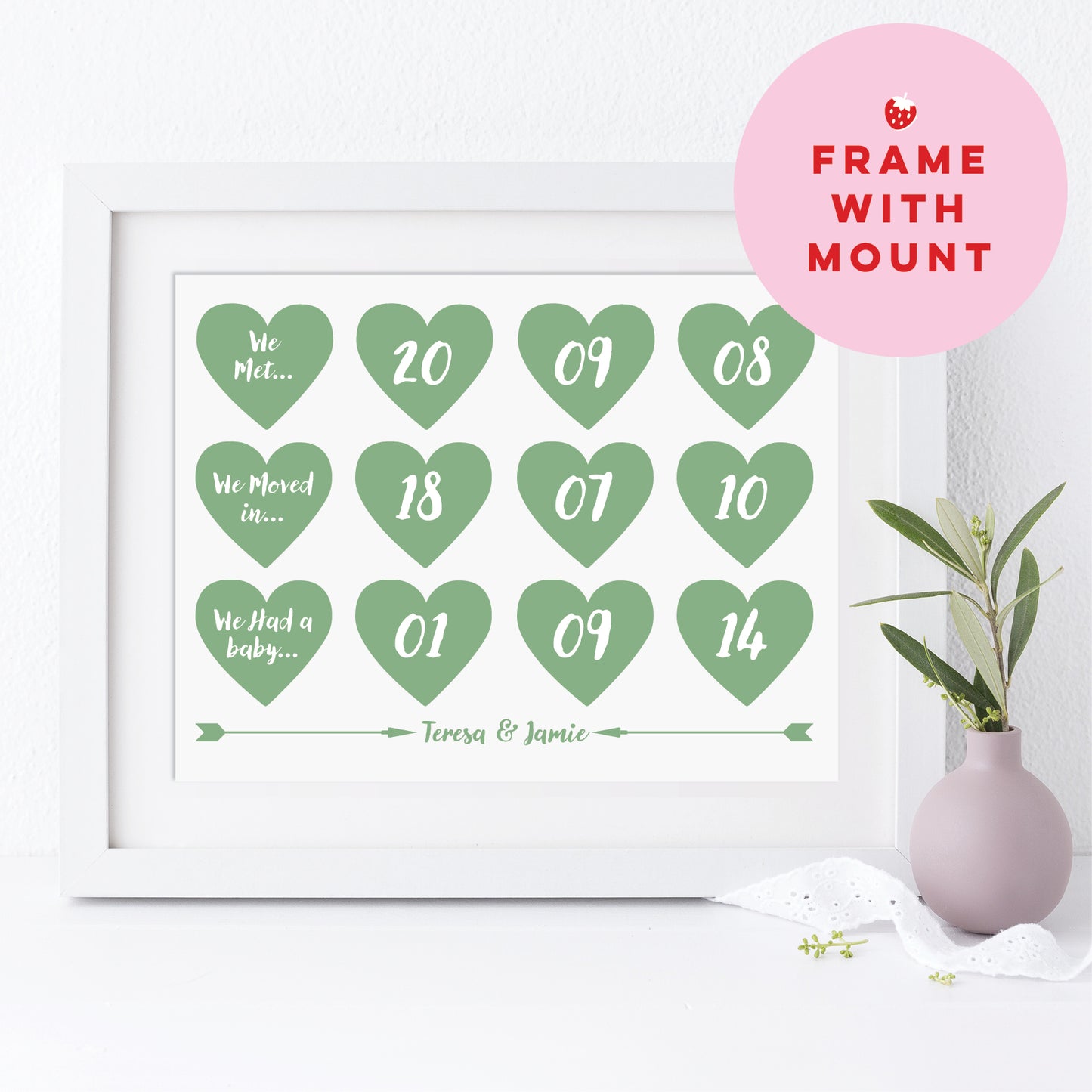 Custom Special Dates Print - Hearts