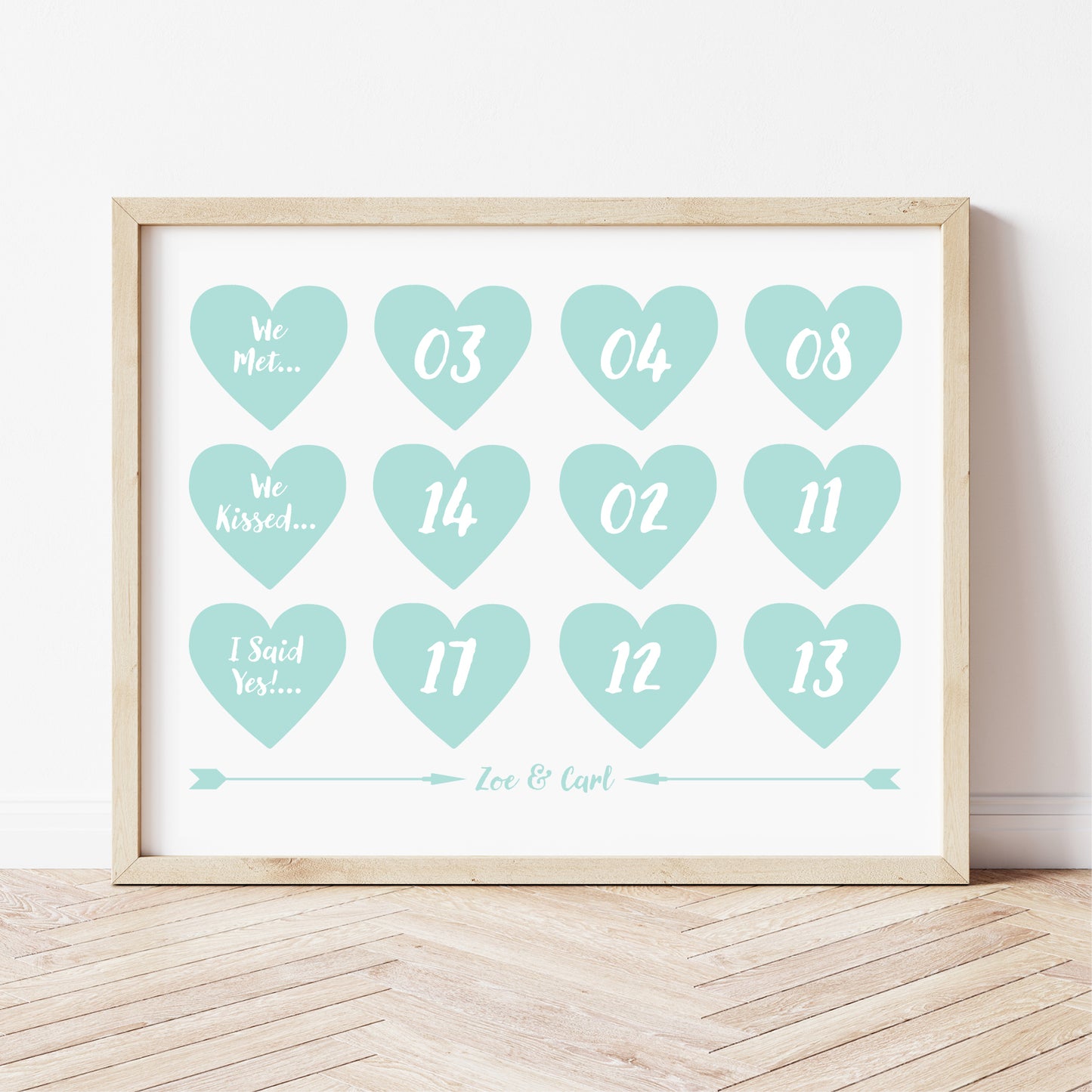 Custom Special Dates Print - Hearts
