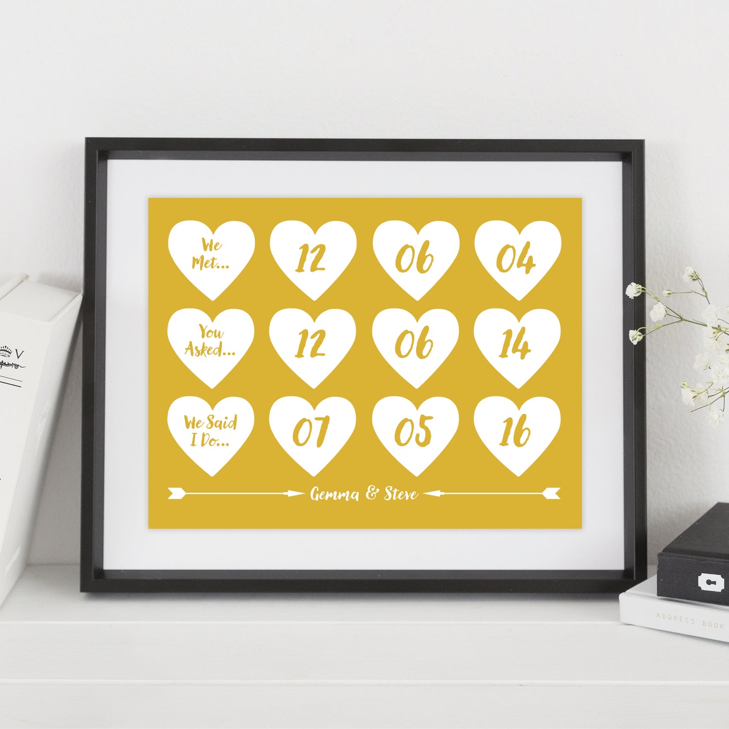 Custom Special Dates Print - Hearts
