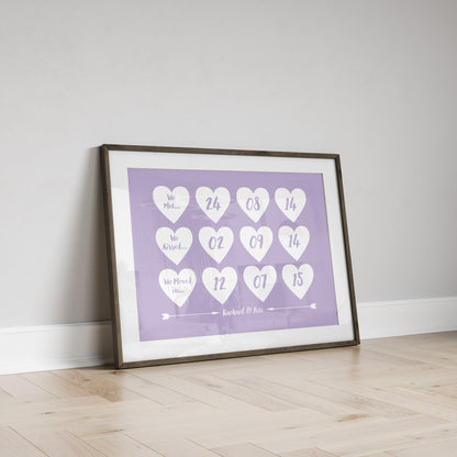Custom Special Dates Print - Hearts