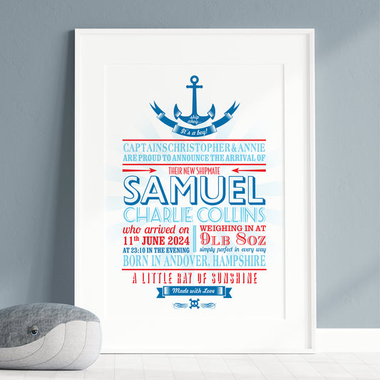 Custom Baby Print - Nautical Anchor
