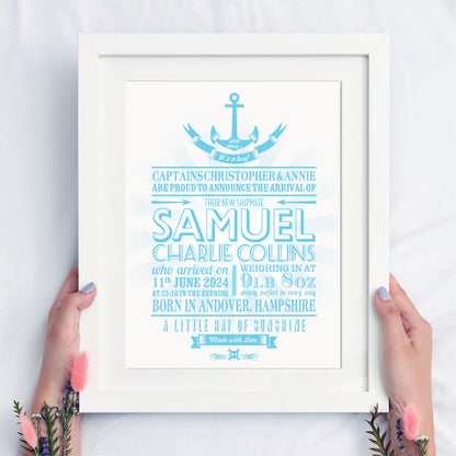 Custom Baby Print - Nautical Anchor