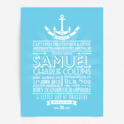 Custom Baby Print - Nautical Anchor