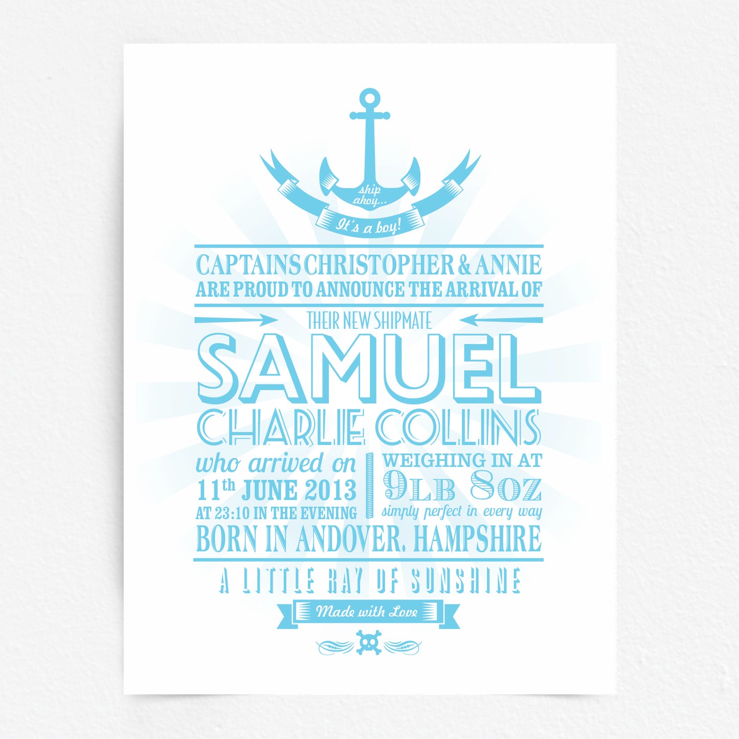 Custom Baby Print - Nautical Anchor