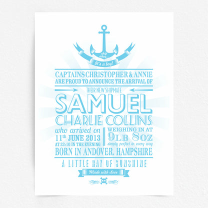 Custom Baby Print - Nautical Anchor