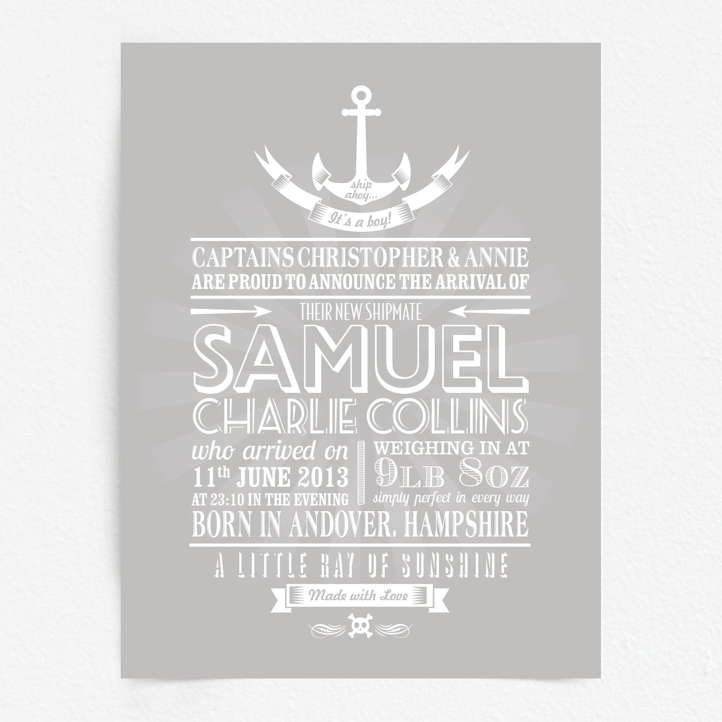 Custom Baby Print - Nautical Anchor
