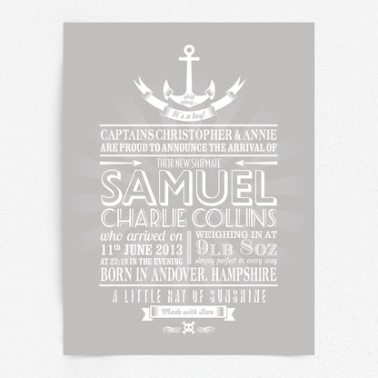 Custom Baby Print - Nautical Anchor