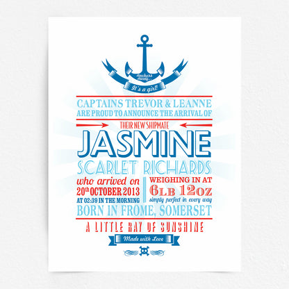 Custom Baby Print - Nautical Anchor