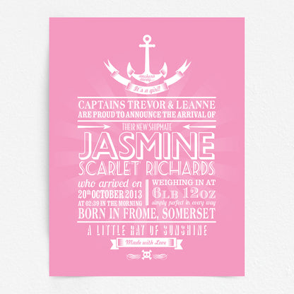 Custom Baby Print - Nautical Anchor