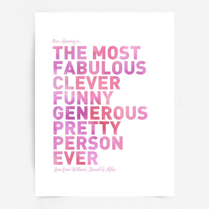 Custom Best Mum Print - Our Mummy Is...