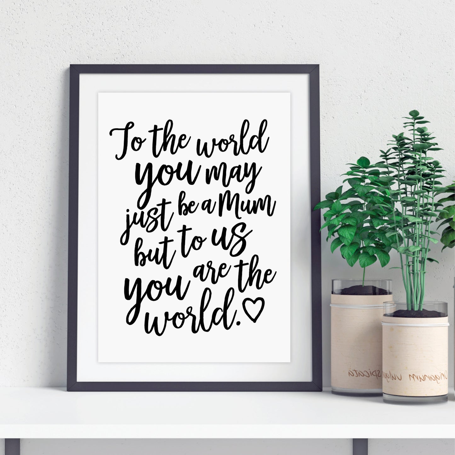 Mothers Day Quote Print - Mum you are the World