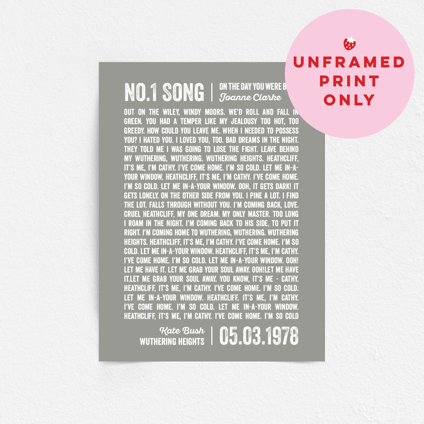 Custom Music Print - Birthday Number One Song