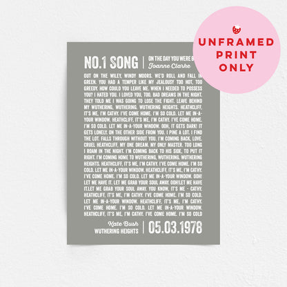 Custom Music Print - Birthday Number One Song