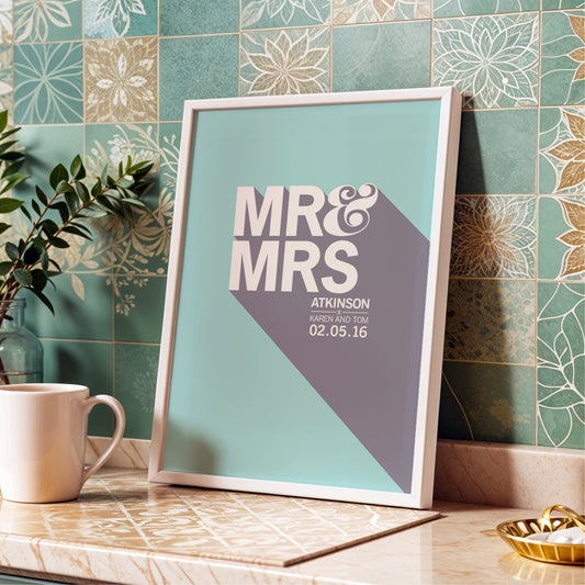 Custom Mr & Mrs Print - Bold Drop Shadow