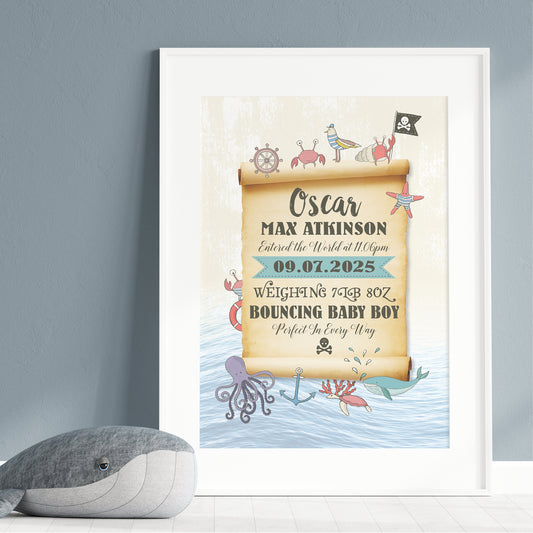 Custom Baby Print - Pirate Treasure Map