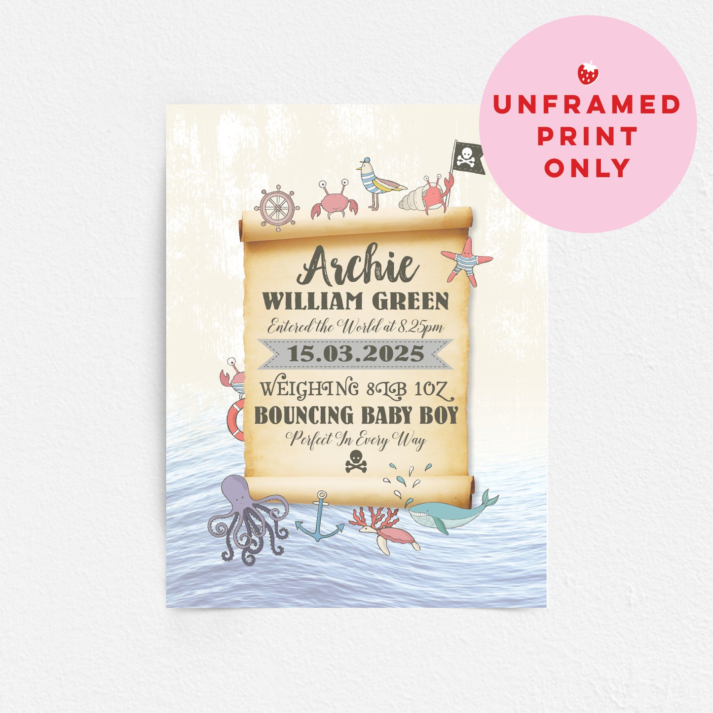 Custom Baby Print - Pirate Treasure Map