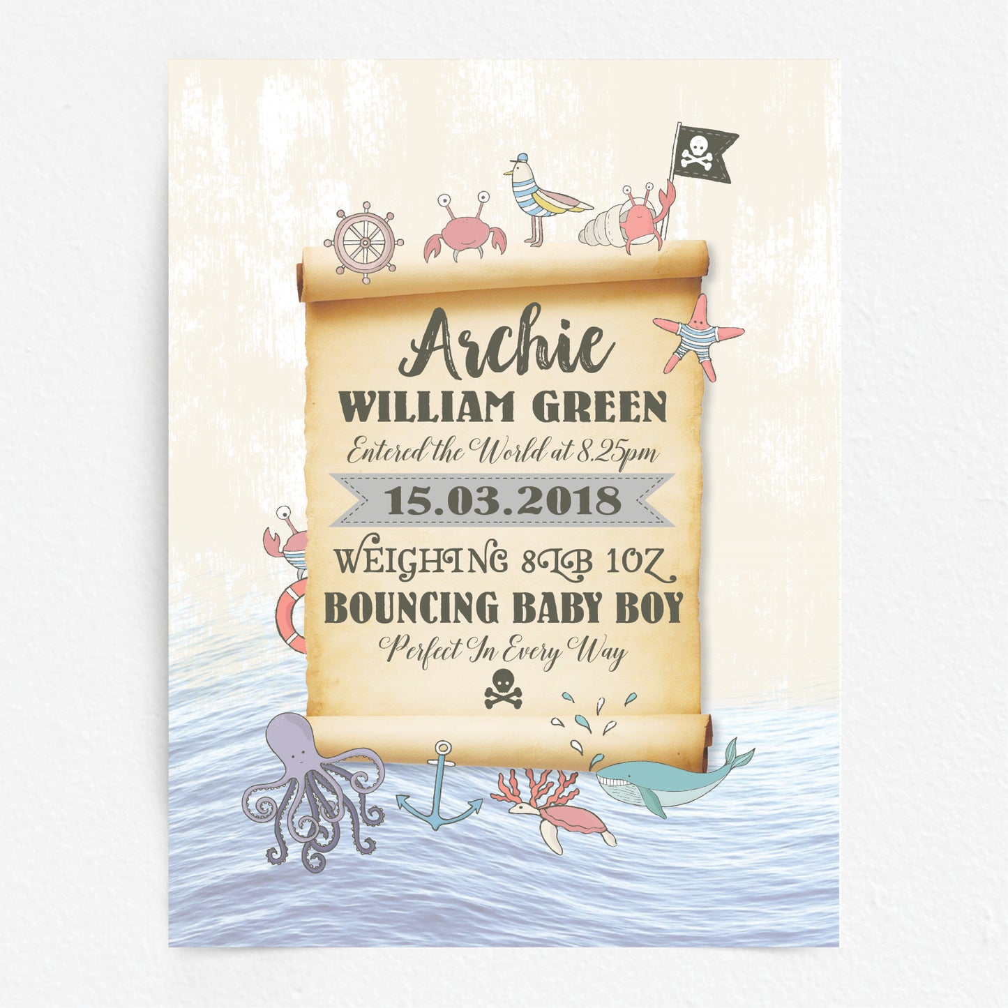 Custom Baby Print - Pirate Treasure Map