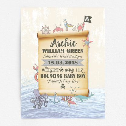 Custom Baby Print - Pirate Treasure Map