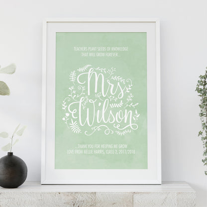 Custom Teacher Print - Thank you for helping me grow