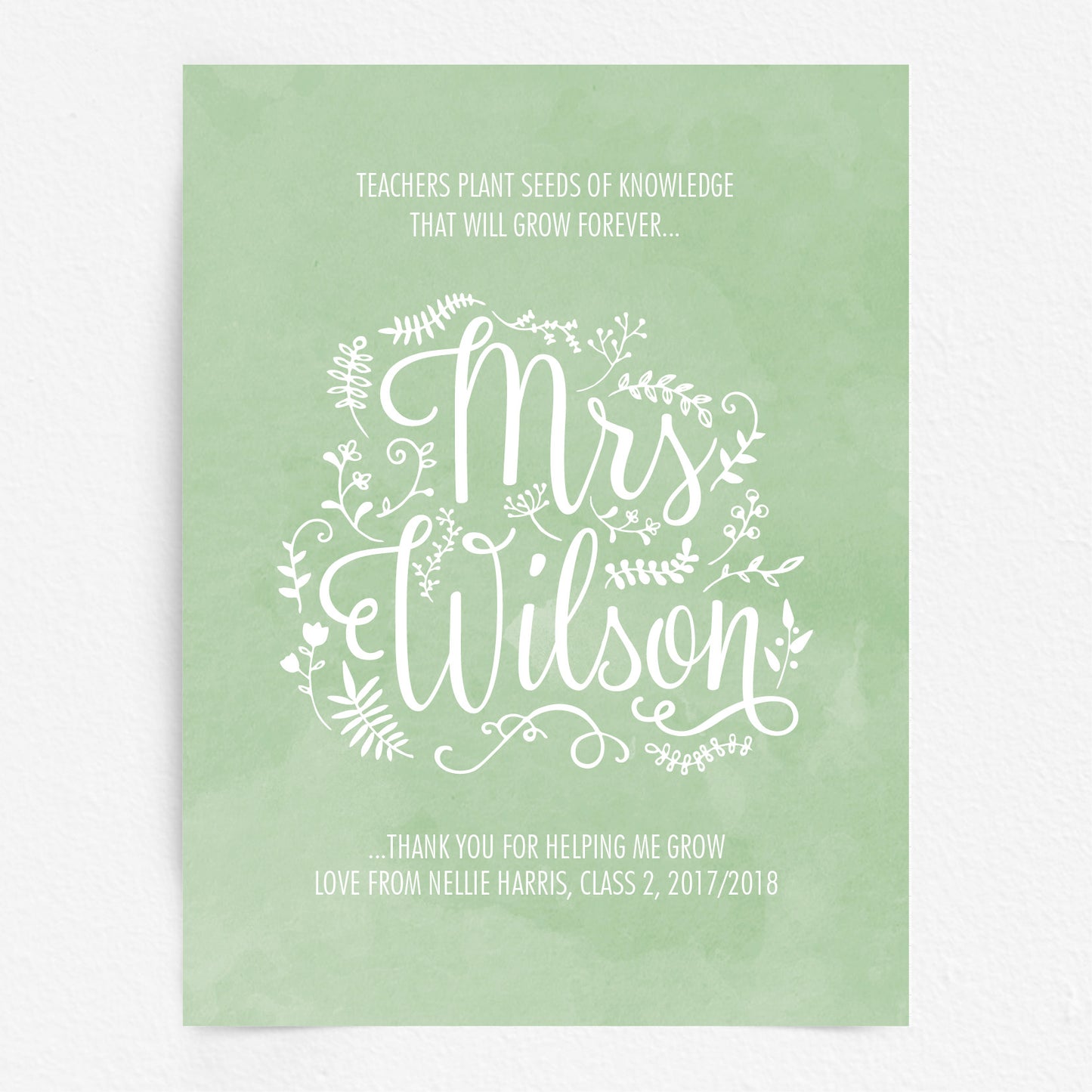 Custom Teacher Print - Thank you for helping me grow