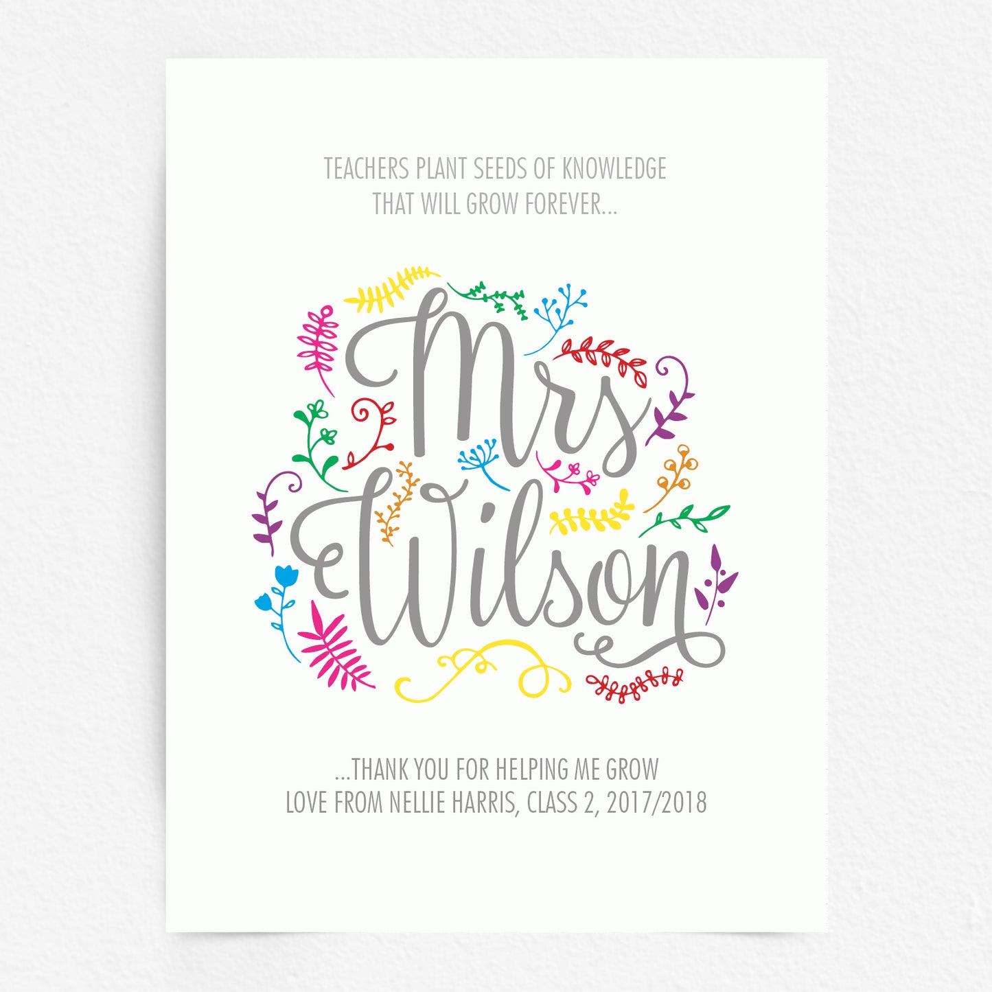 Custom Teacher Print - Thank you for helping me grow