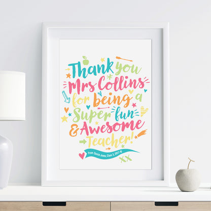 Custom Teacher Print - Thanks for being Awesome!