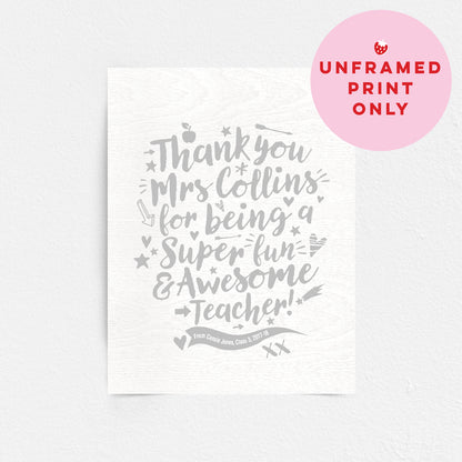 Custom Teacher Print - Thanks for being Awesome!