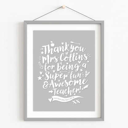 Custom Teacher Print - Thanks for being Awesome!
