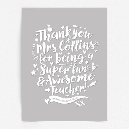 Custom Teacher Print - Thanks for being Awesome!