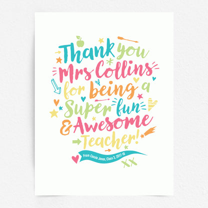 Custom Teacher Print - Thanks for being Awesome!