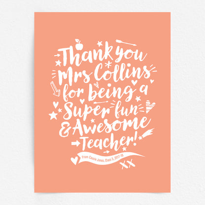 Custom Teacher Print - Thanks for being Awesome!