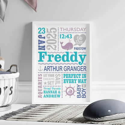 Custom Baby Print - Boy Nautical Whale