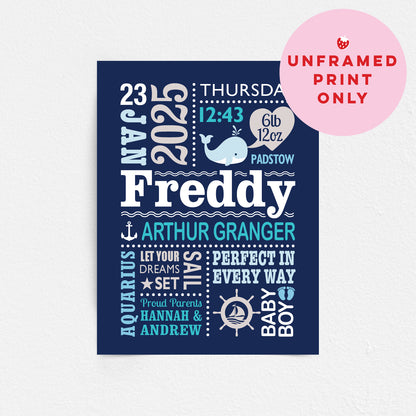 Custom Baby Print - Boy Nautical Whale