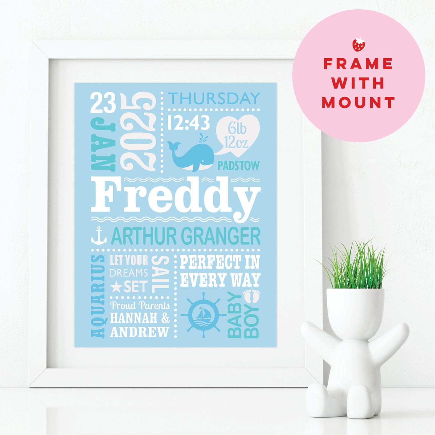 Custom Baby Print - Boy Nautical Whale