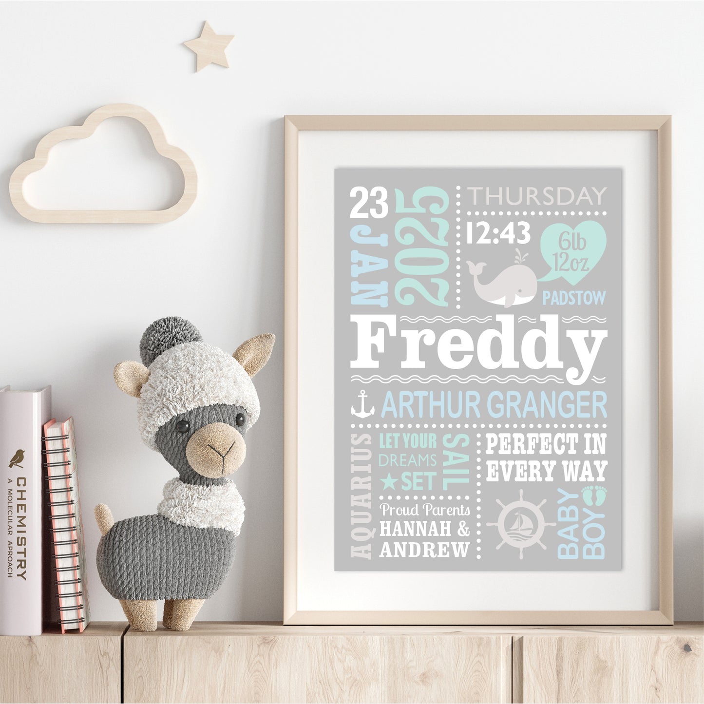 Custom Baby Print - Boy Nautical Whale