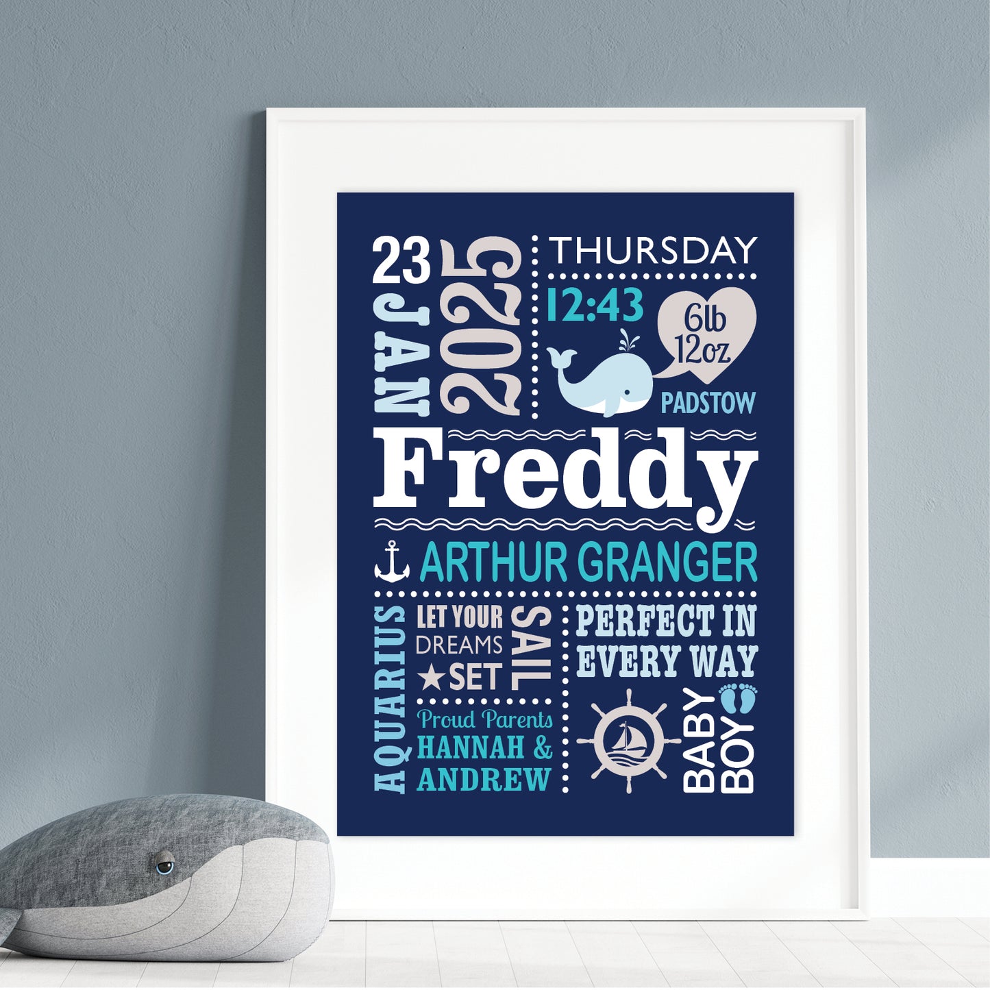 Custom Baby Print - Boy Nautical Whale