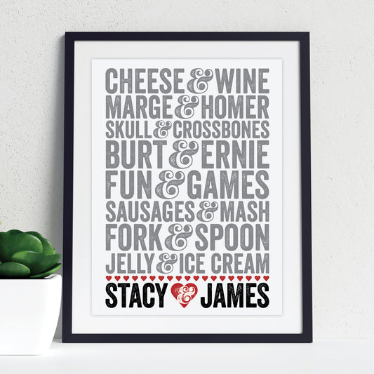 Custom Couples Print - Famous Pairings