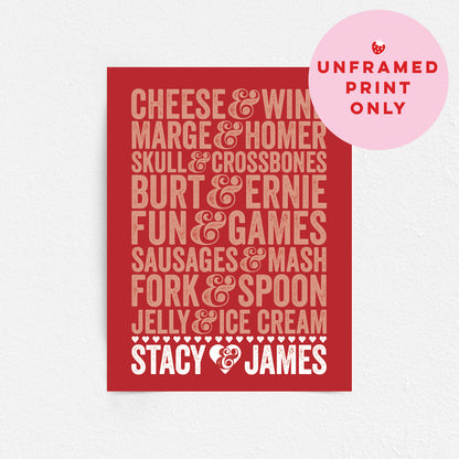 Custom Couples Print - Famous Pairings