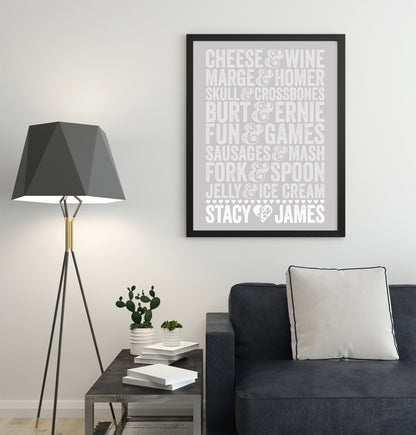 Custom Couples Print - Famous Pairings