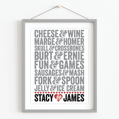 Custom Couples Print - Famous Pairings
