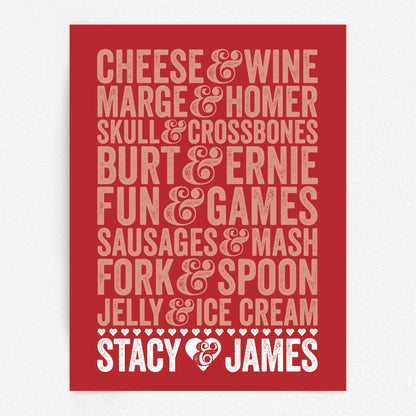 Custom Couples Print - Famous Pairings